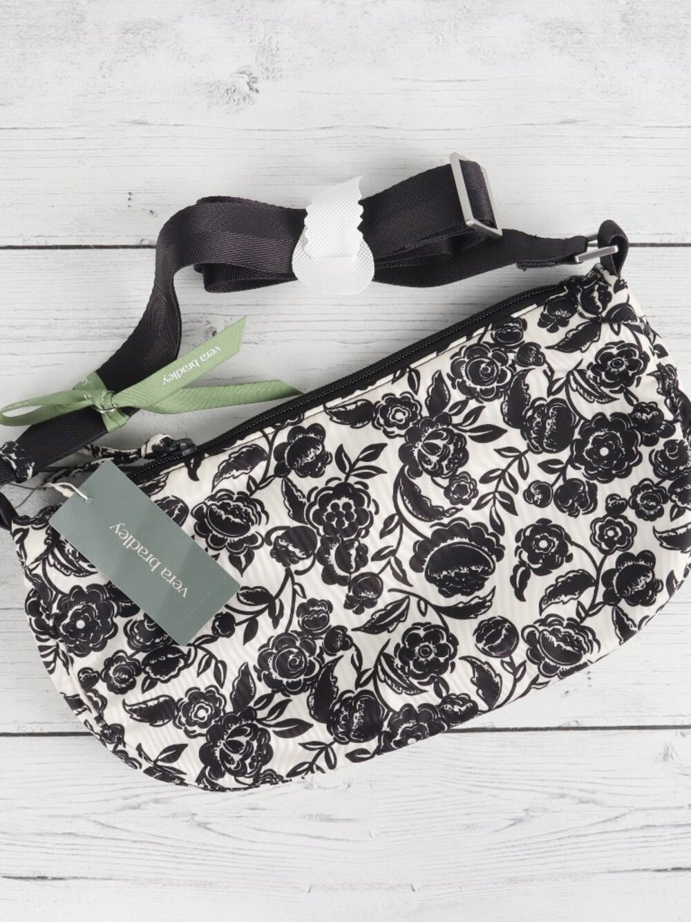 Vera Bradley Springbrook Sling Crossbody Bubbly Flowers Black NWT